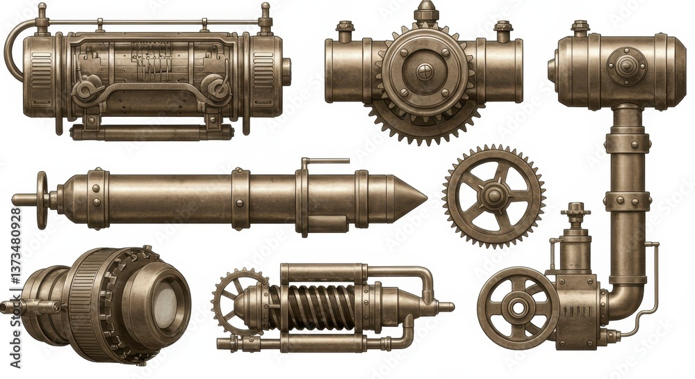 Steampunk Gears with Clock Elements Steampunk Gears with Clock Elements