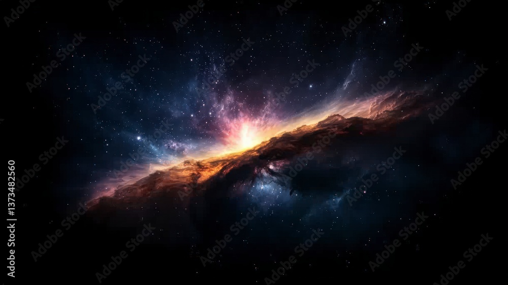 Fototapeta premium Cosmic Nebula Starburst Galaxy Space Sunrise Astral Celestial Night Sky Universe
