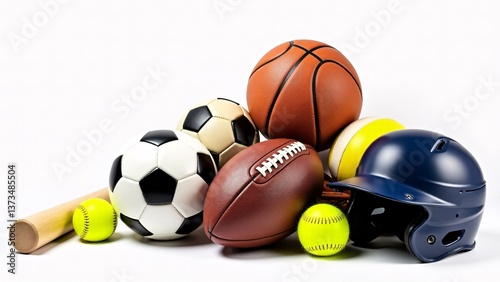 Pile Of Various Sports Equipment Isolated