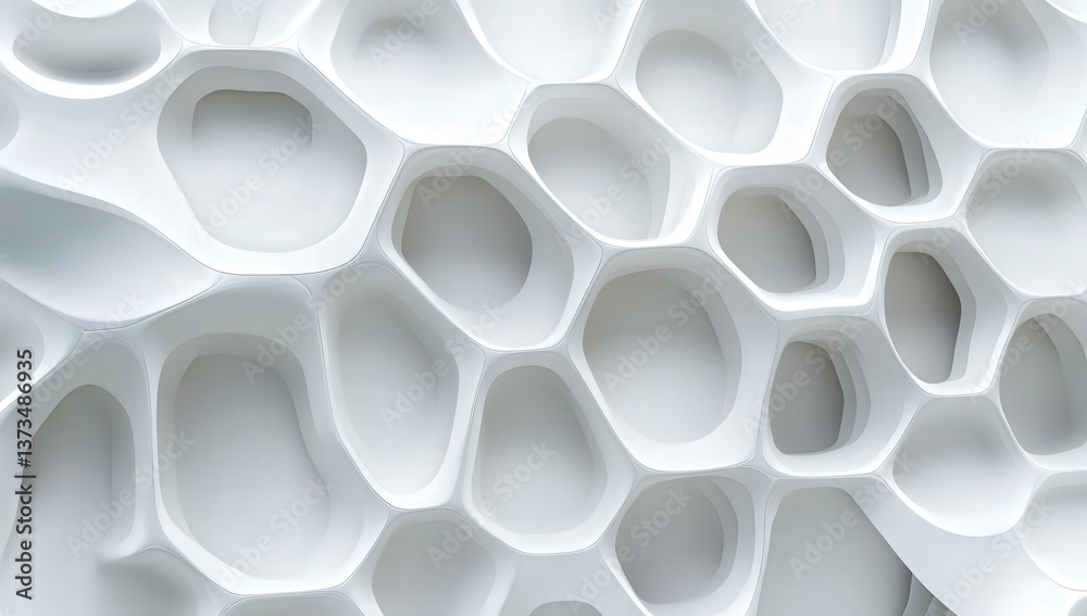 Abstract white honeycomb pattern creates a minimalist and modern 3D visual effect with soft shadows. Abstract white honeycomb pattern creates a minimalist and modern 3D visual effect with soft shadows.