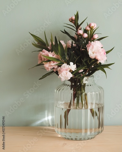 Blossom flower in vase on table