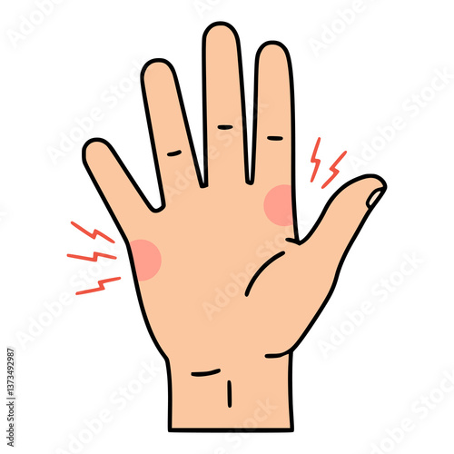 hand tingling numb sore weak pain flat color vector illustration template design