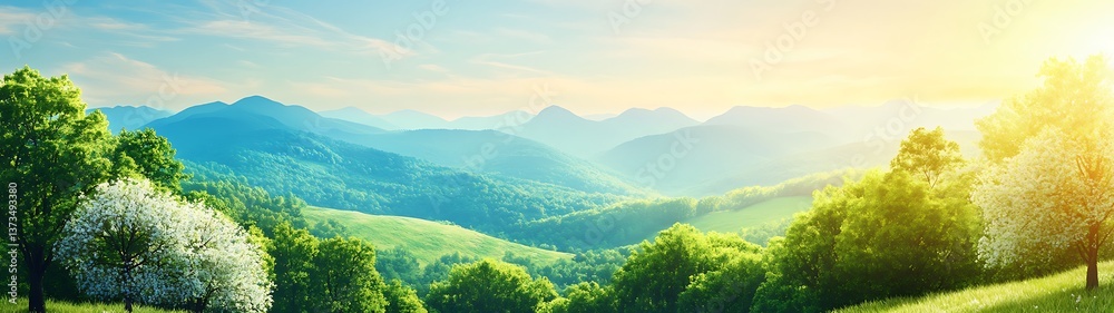 Obraz premium Mountain View Sunrise Panorama