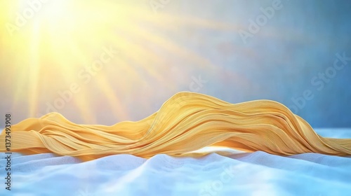 Sunlit Golden Fabric Waves  Abstract Texture  Elegant Drape  Soft Hues  Background Image