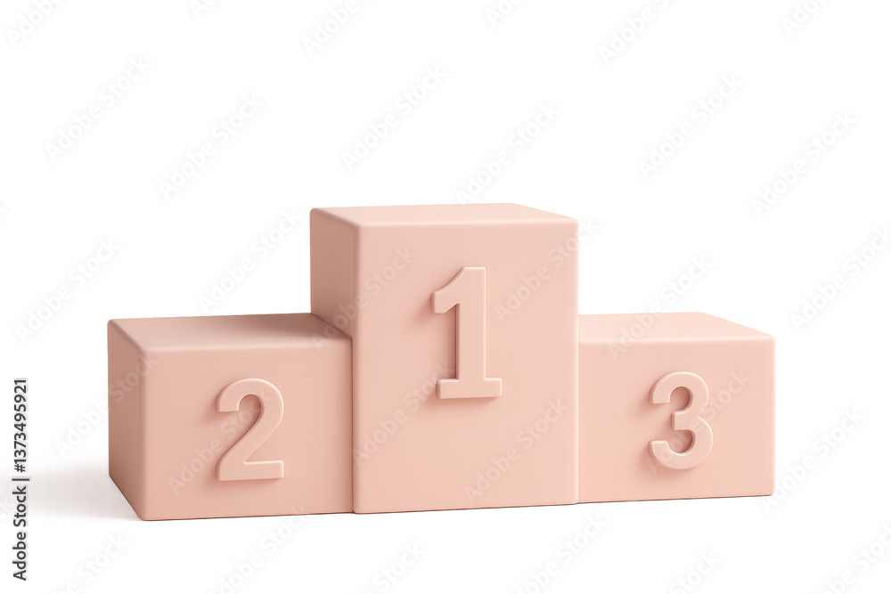 Obraz premium Podium of Achievement: A minimalist podium of the winners with the number one on the top step, representing the first position, symbolizing the pinnacle of success.
