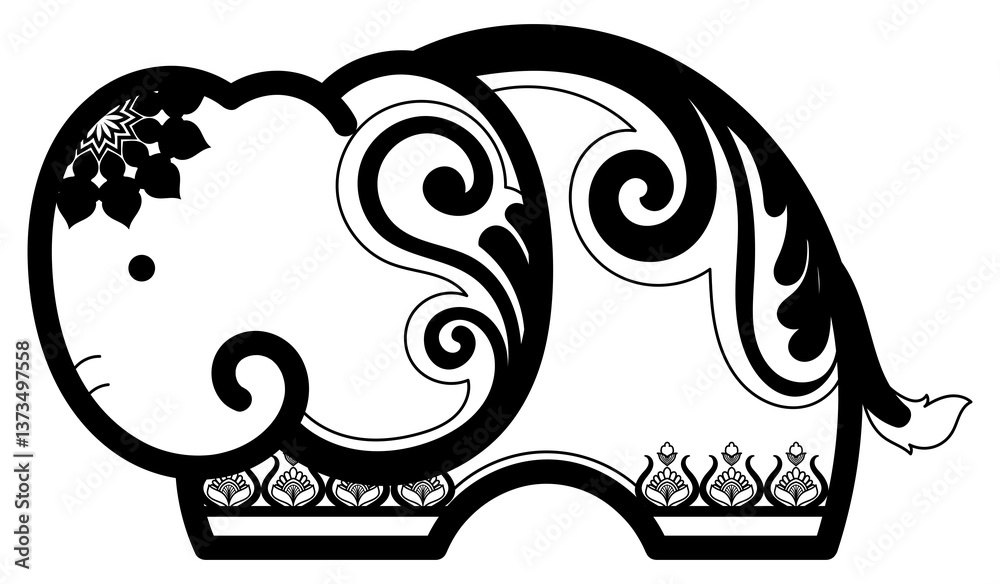 Fototapeta premium Mandala Elephant Abstract Lines for Fabric Patterns