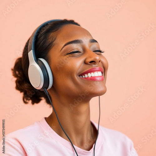 Woman enjoying music with headphones