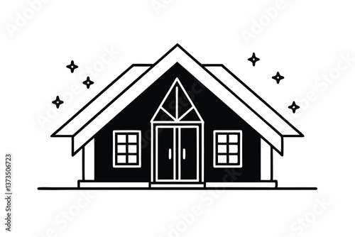 Stylish Black House Icon, Modern Home Design, Clean Minimalist
