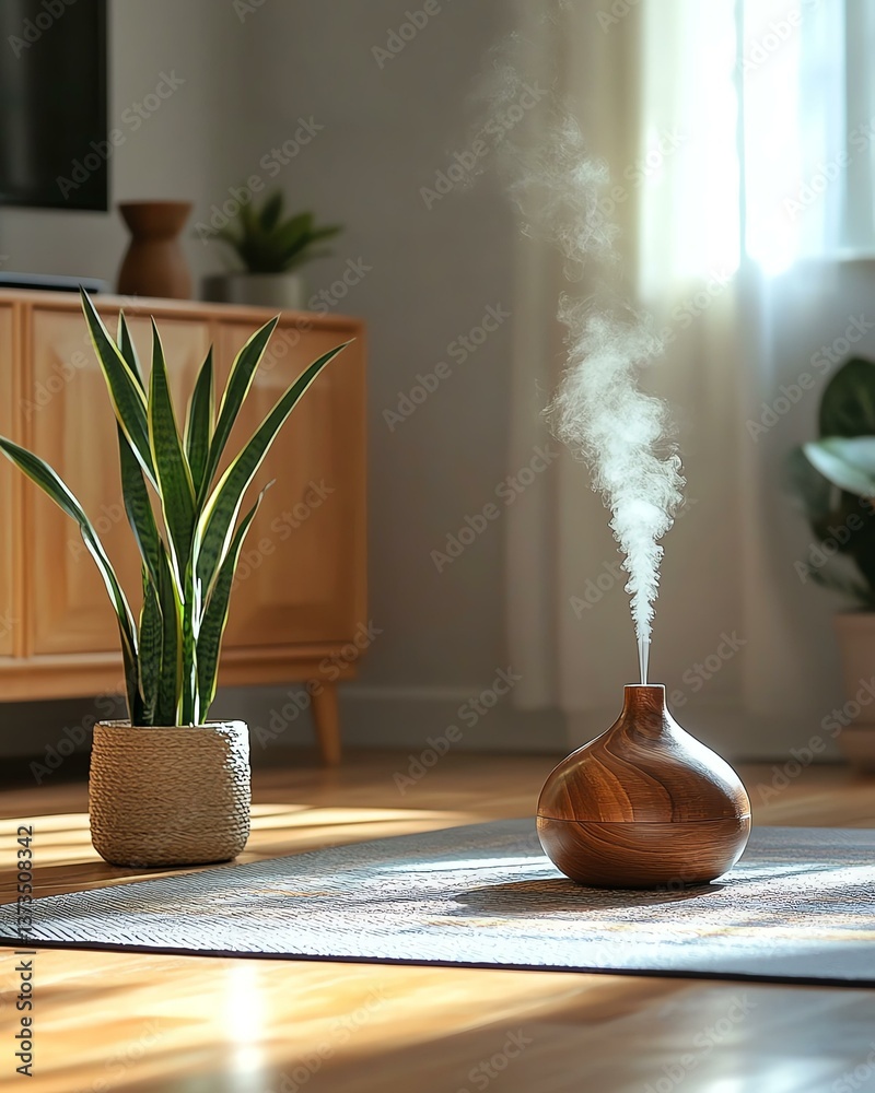 Tranquil home with plants and aromatherapy. Tranquil home with plants and aromatherapy.