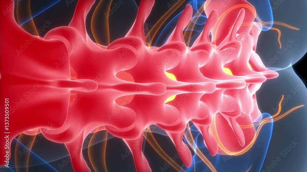Spinal Cord Vertebral Column of Human Skeleton System Anatomy Animation ...