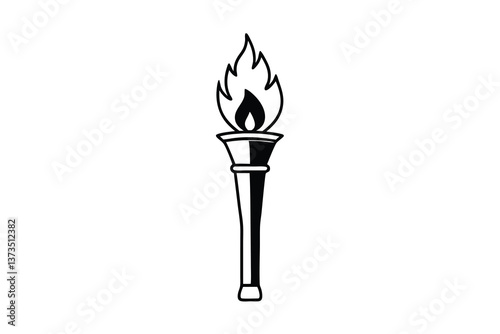 Burning Torch Icon Flame, Fire, Light, Symbol, Design, Vector, Graphic, Illustration, Element, Style