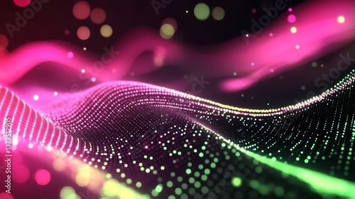 Wallpaper Mural particles wave and light abstract background Torontodigital.ca