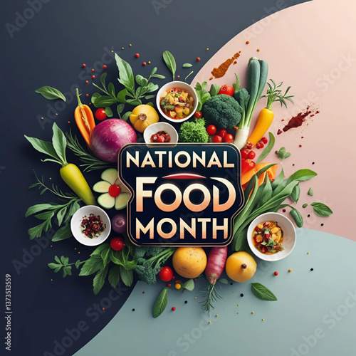 National Food Month April Celebration vector design