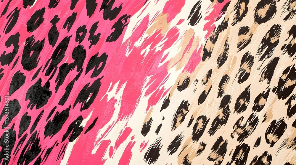 Vibrant pink and tan leopard and zebra print pattern Vibrant pink and tan leopard and zebra print pattern