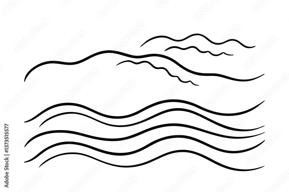 Abstract Black Waves, Curvy Lines, Water, Ocean, Sea, Design, Art, Illustration, Graphic, Pattern Abstract Black Waves, Curvy Lines, Water, Ocean, Sea, Design, Art, Illustration, Graphic, Pattern