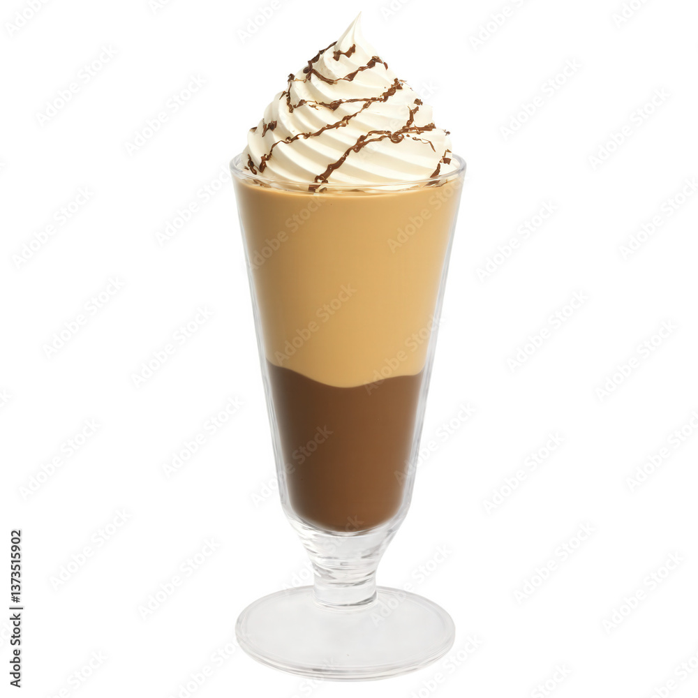 Mocha mousse pudding parfait with a layer of creamy mocha mousse and a layer of velvety chocolate pudding, topped Mocha mousse pudding parfait with a layer of creamy mocha mousse and a layer of velvety chocolate pudding, topped