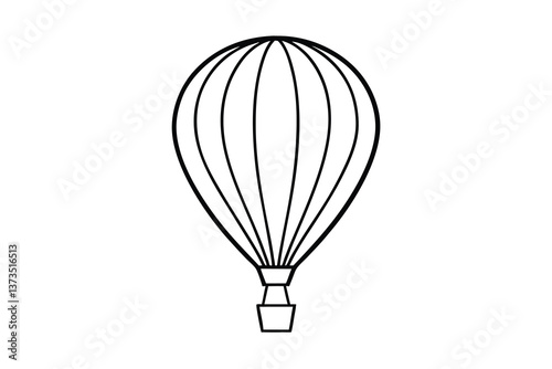Hot Air Balloon Illustration Simple Line Art Design