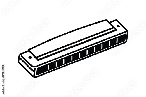 Harmonica Musical Instrument Blues Folk Black White Graphic Design