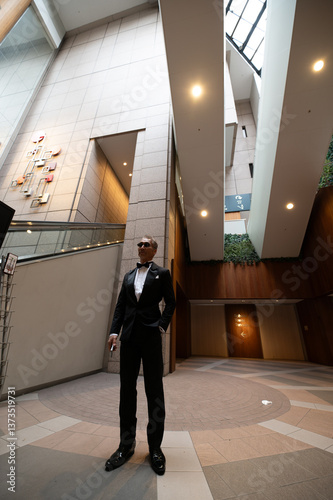 Obraz na płótnie ビジネス街を歩く、シニア男性のポートレート w salonie