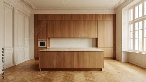 Contemporary Kitchen Interior Design with Elegant Wooden Cabinets and Modern Aesthetics
