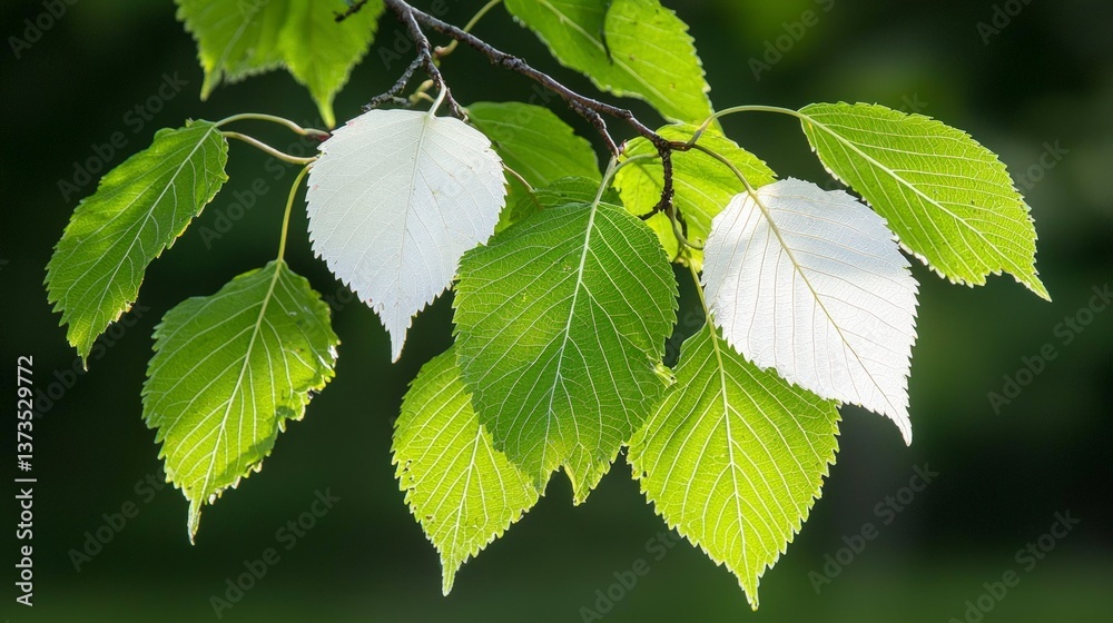 Sunlit Green and White Leaves Nature Detail Botany Spring Foliage Plant Texture Close