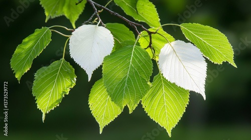 Sunlit Green and White Leaves  Nature Detail  Botany  Spring Foliage  Plant Texture  Close