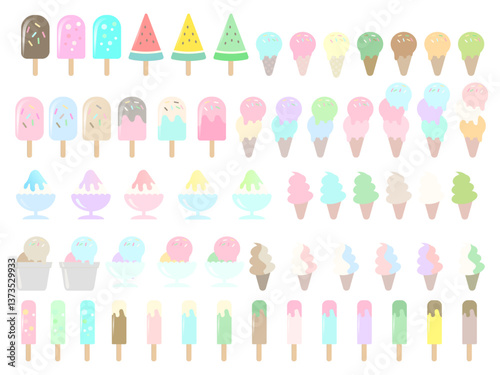 Pop and Cute  Ice Cream Icon Set