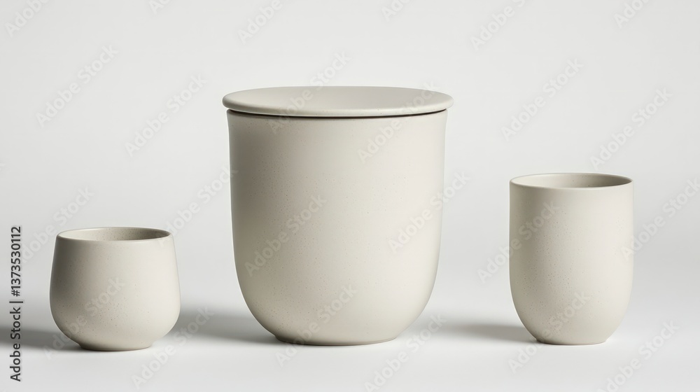 Modern Ceramic Canisters Cups Kitchenware Home Decor Light Grey Minimalist Style