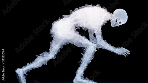 Obraz na płótnie Ethereal Skeletal Figure in Motion Abstract AI Art w salonie