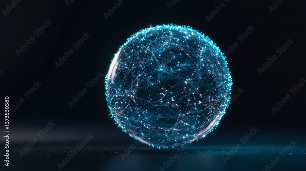 Futuristic AI Globe Network Technology Data Connection Digital Sphere