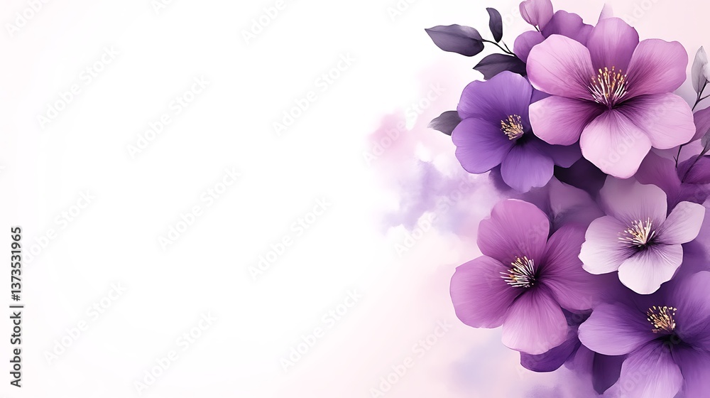 custom made wallpaper toronto digitalBeautiful purple flowers arranged over a soft watercolor background
