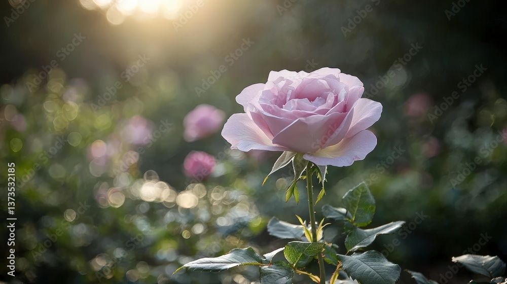 Pink Rose Blossom in Sunlight Garden Flowers Nature Photography