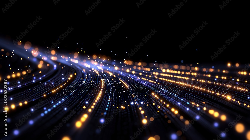 Abstract Digital Data Stream Glowing Particles Cyberspace Connectivity Futuristic Techn