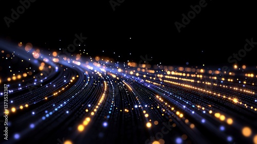 Obraz na płótnie Abstract Digital Data Stream Glowing Particles Cyberspace Connectivity Futuristic Techn w salonie
