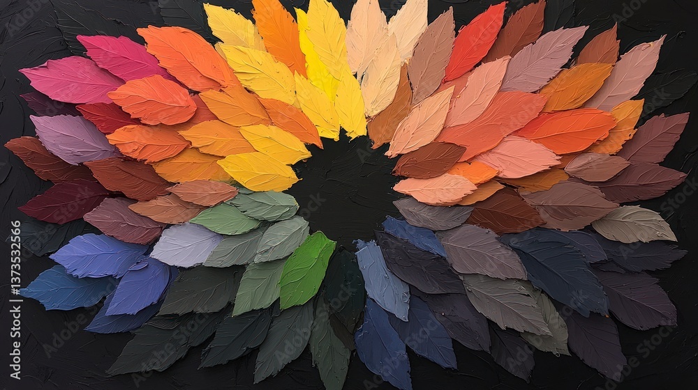 Colorful Leaf Art Paint Texture Abstract Color Wheel Shades Hues Tints Palette Arti