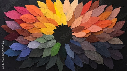 Obraz na płótnie Colorful Leaf Art Paint Texture Abstract Color Wheel Shades Hues Tints Palette Arti w salonie