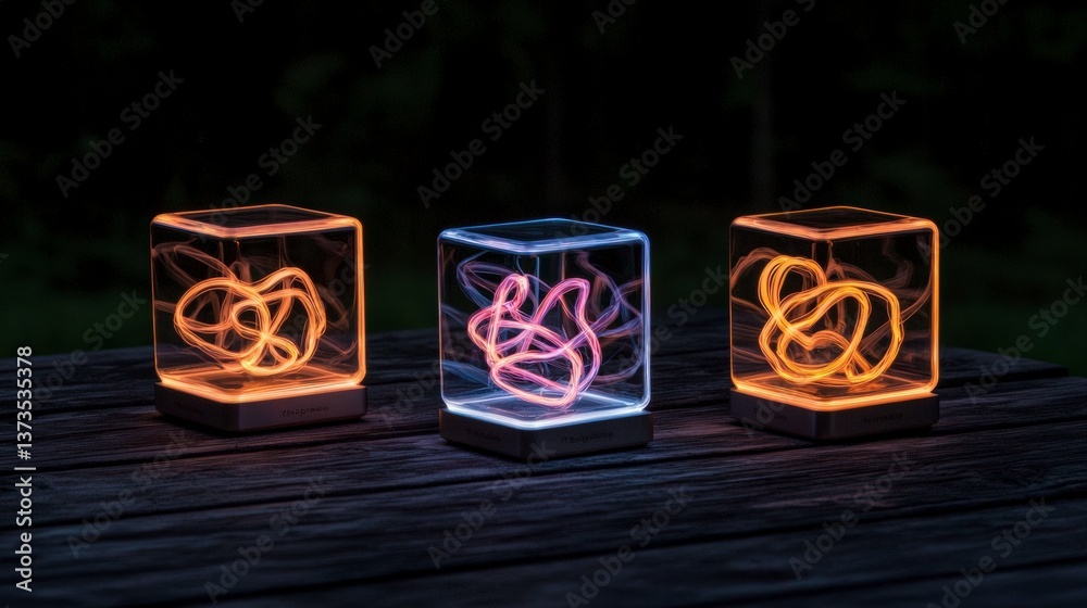 Illuminated Cube Light Sculpture Modern Home Decor Abstract Art Night Light LED