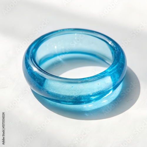 Aqua Blue Resin Bangle Bracelet on a White Surface in Bright Light