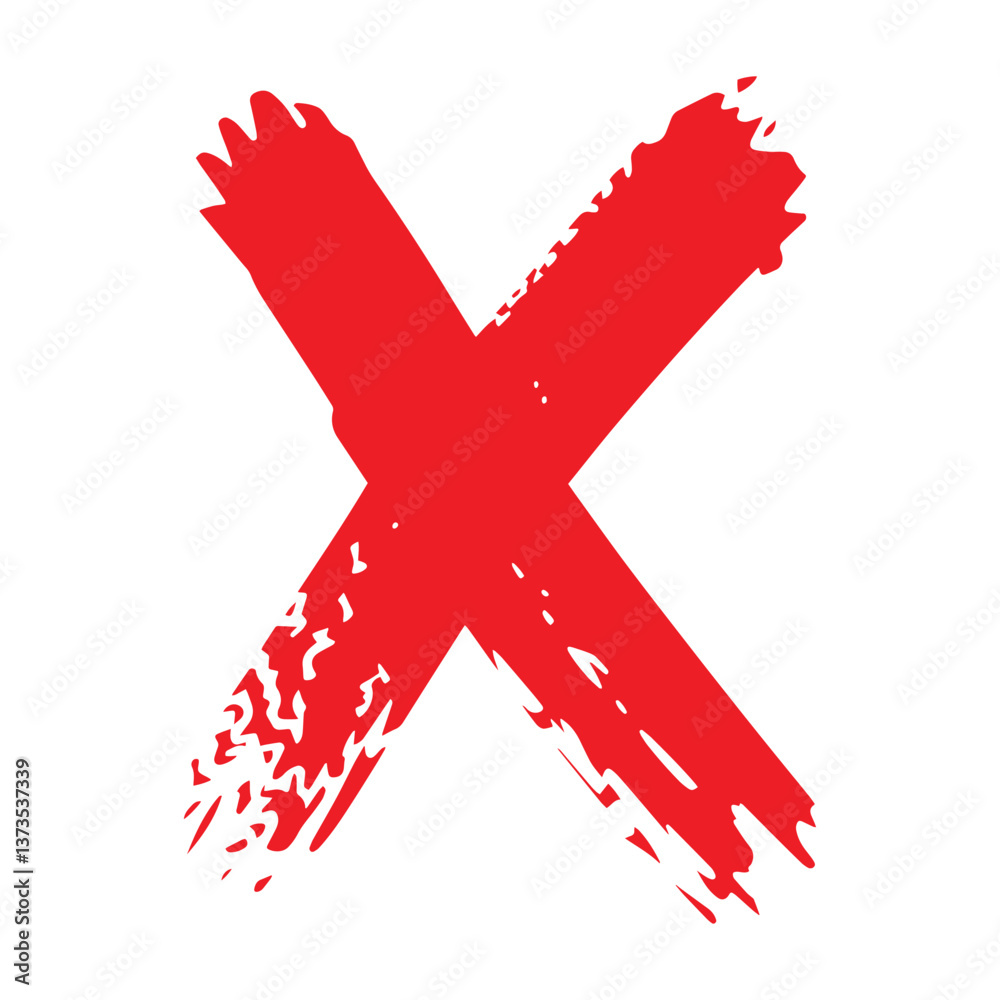 Obraz premium Dirty grunge hand drawn with brush strokes cross x vector illustration