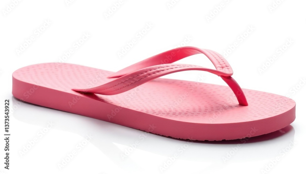 Side view of a single flip-flop, isolated on pure white, footwear, bright, item Side view of a single flip-flop, isolated on pure white, footwear, bright, item