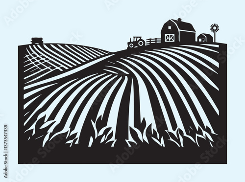 Agricultural Crops Growing in a Black Silhouette 