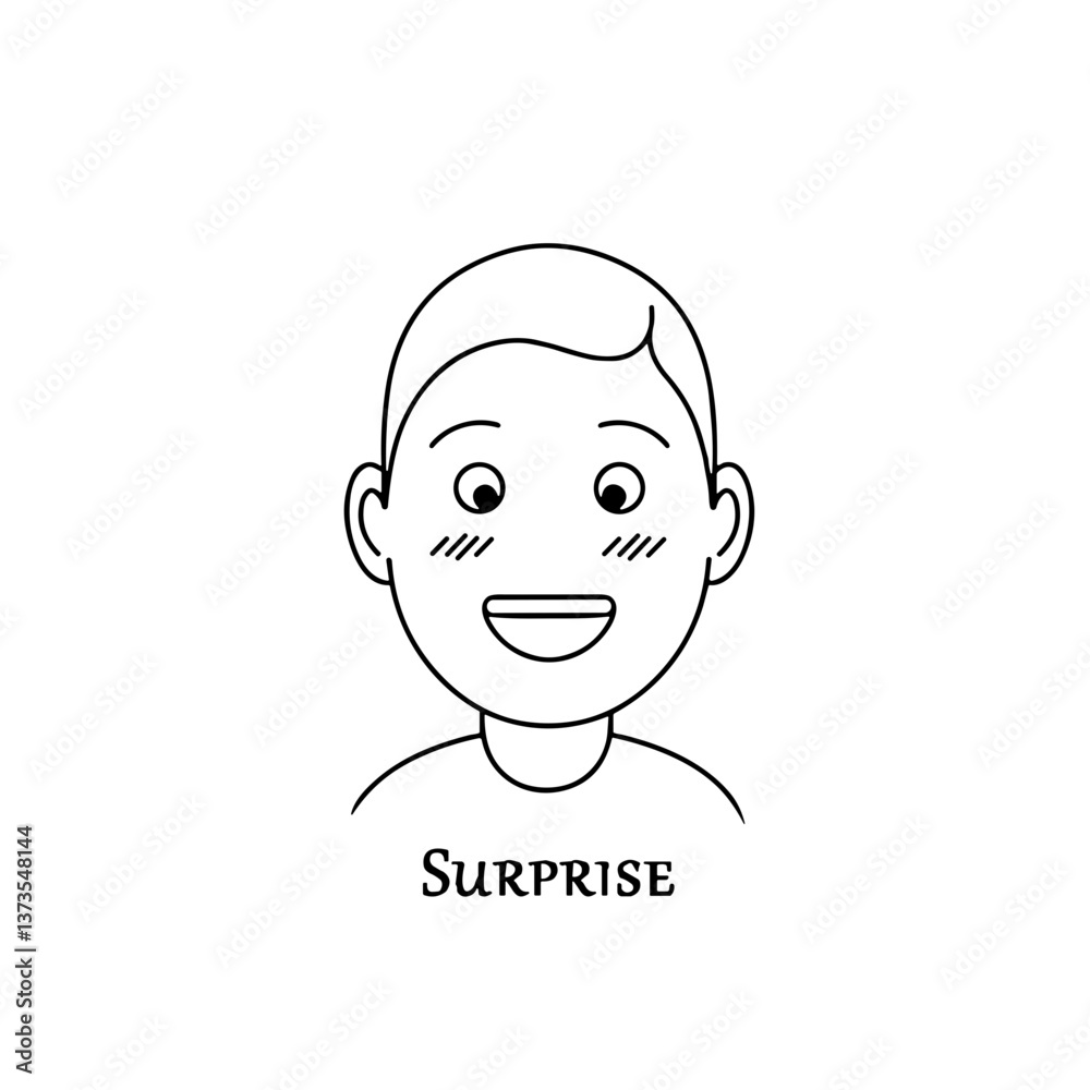 Surprised child expressing joy in a simple illustration Surprised child expressing joy in a simple illustration
