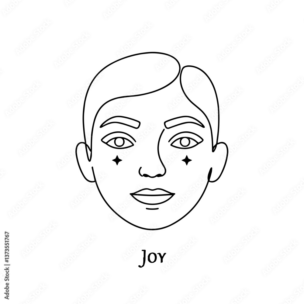 Joyful face illustration with stars on a white background Joyful face illustration with stars on a white background