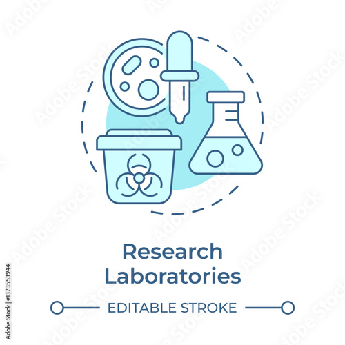 Research laboratories soft blue concept icon. Biological agents, genetic engineering. Round shape line illustration. Abstract idea. Graphic design. Easy to use in presentation, article