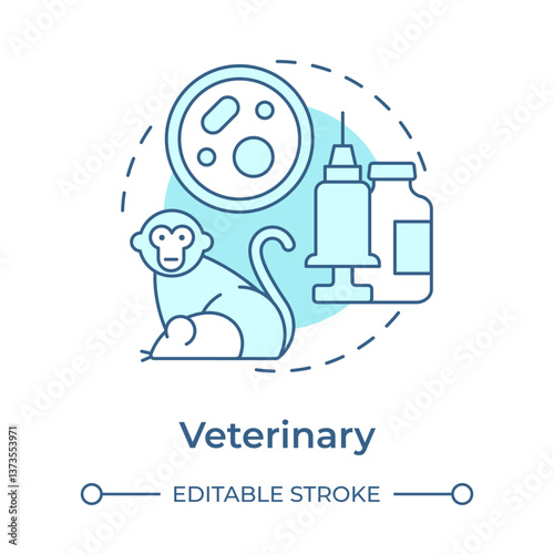 Veterinary soft blue concept icon. Laboratory samples, bio cultures. Animal biomedical waste. Round shape line illustration. Abstract idea. Graphic design. Easy to use in presentation, article
