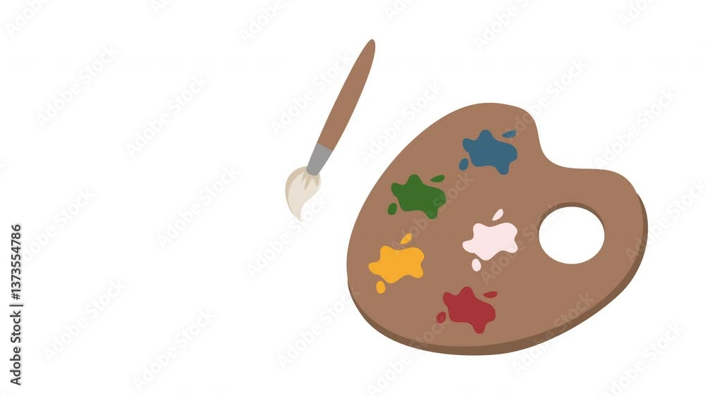 Hand Drawn Grunge Illustration of Paint Palette Hand Drawn Grunge Illustration of Paint Palette
