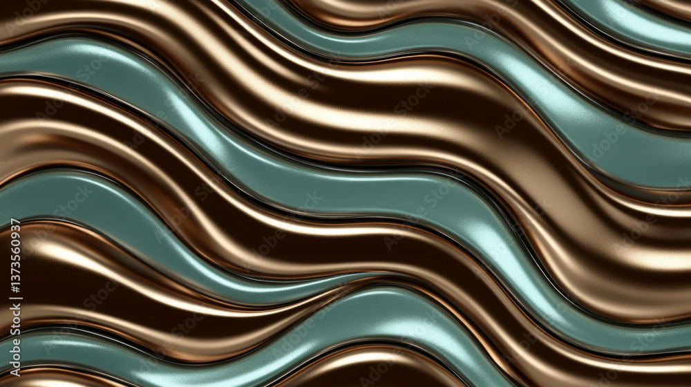 Smooth liquid texture with flowing waves in bronze and teal Smooth liquid texture with flowing waves in bronze and teal