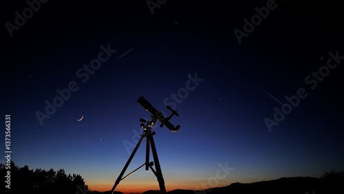 Obraz na płótnie Astronomical telescope for observing stars, planets, Moon and other celestial objects. w salonie