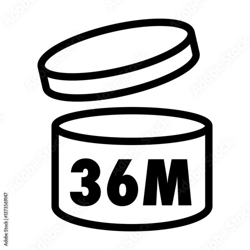 Pao symbol 36m black line color vector isolated on white background. Period after opening icon 10 eps