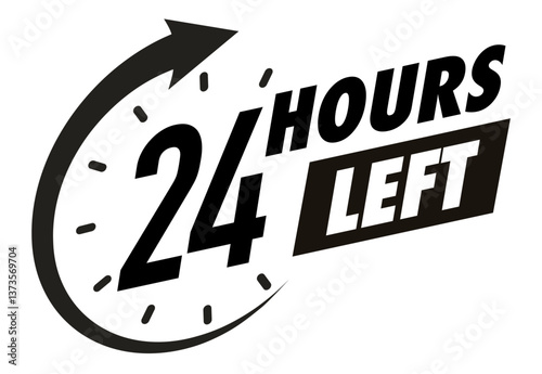 Countdown 24 hours left vector badge for social media post, promotion, promo offer